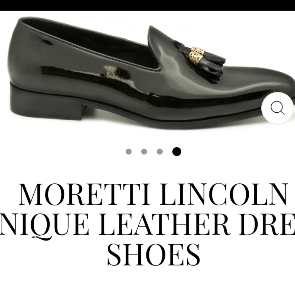 Size 11 Moretti Gold Label Black Patent Leather Dress Shoes slip on Mens Formal
